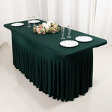 6ft Hunter Emerald Green Wavy Spandex Fitted Rectangle 1-Piece Tablecloth Table Skirt