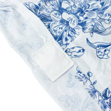 6ft Spandex Fitted Rectangle Tablecloth – White & Blue French Toile Wrinkle-Free Stretch Table Cover