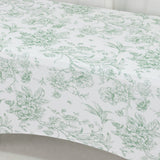 6ft Spandex Fitted Rectangle Tablecloth – White & Dusty Sage Green French Toile