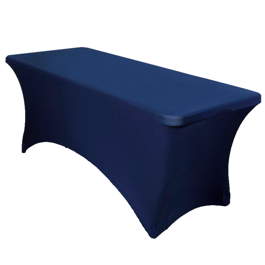 6ft Navy Blue Spandex Stretch Fitted Rectangular Tablecloth