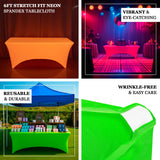 Glow Neon Orange Fitted Spandex Tablecloth – 6ft Rectangle, Wrinkle-Free Cover