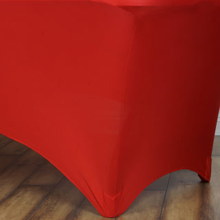 Unleash Your Creativity with the Versatile 6ft Red Rectangular Stretch Spandex Tablecloth