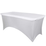 White Stretch Spandex Banquet Tablecloth Top Cover 6ft Wrinkle Free Fitted Table Cover for 72"x30"