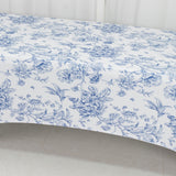 8ft Spandex Fitted Rectangle Tablecloth – White & Blue French Toile Wrinkle-Free Stretch