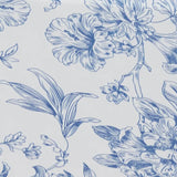 8ft Spandex Fitted Rectangle Tablecloth – White & Blue French Toile Wrinkle-Free Stretch#whtbkgd