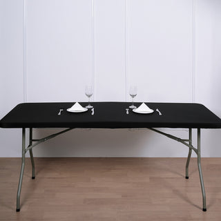 Elegant and Versatile: Black Stretch Spandex Banquet Tablecloth