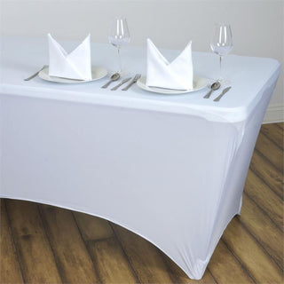 Elegant White Rectangular Stretch Spandex Tablecloth