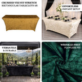Crushed velvet stretch rectangular tablecloth 6ft in gold and green