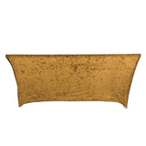 6ft Gold Crushed Velvet Spandex Fitted Rectangular Table Cover#whtbkgd