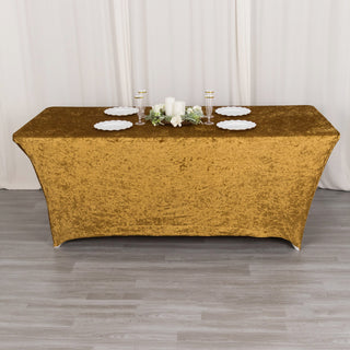 Elevate Your Event with the Luxurious Gold Crushed Velvet Table Cover