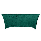 6ft Hunter Emerald Green Crushed Velvet Spandex Fitted Rectangular Table Cover#whtbkgd
