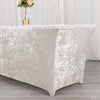 6ft White Crushed Velvet Spandex Fitted Rectangular Table Cover