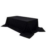 Black table cover draped elegantly over a rectangular table