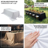 Scuba rectangular tablecloth 108" x 156" in white, wrinkle-free and stain-resistant.