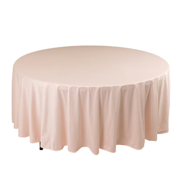 108" Blush Premium Scuba Round Tablecloth, Wrinkle Free Seamless Polyester Tablecloth