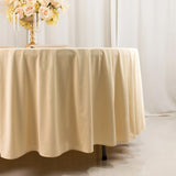 108" Beige Premium Scuba Round Tablecloth, Wrinkle Free Polyester Tablecloth