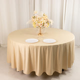 Beige Premium Scuba Wrinkle Free Round Tablecloth, Seamless Scuba Polyester Tablecloth