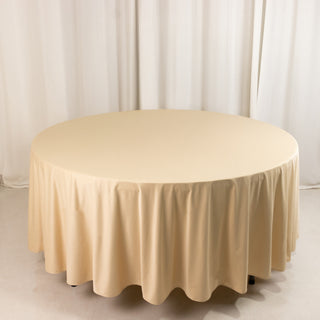 <h3 style="margin-left:0px;"><strong>Premium 108" Round Beige Scuba Tablecloth</strong>