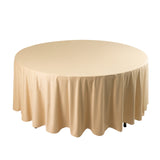 Beige Premium Scuba Wrinkle Free Round Tablecloth, Seamless Scuba Polyester Tablecloth