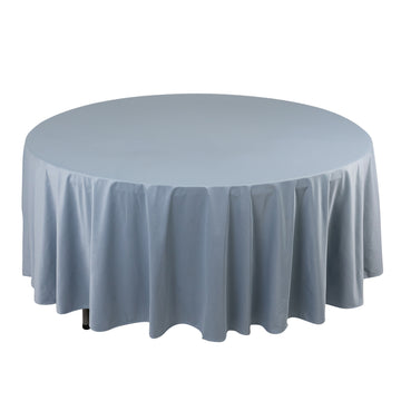 108" Dusty Blue Premium Scuba Round Tablecloth, Wrinkle Free Seamless Polyester Tablecloth