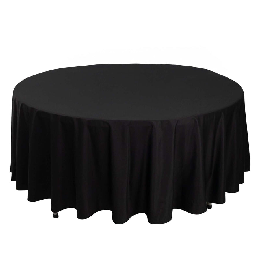 Black Premium Scuba Round Tablecloth, Wrinkle Free Seamless Polyester Tablecloth 108inch