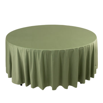 108" Dusty Sage Green Premium Scuba Round Tablecloth, Wrinkle Free Seamless Polyester Tablecloth