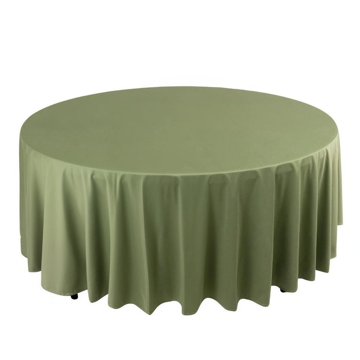 108" Dusty Sage Green Premium Scuba Round Tablecloth, Wrinkle Free Polyester Tablecloth