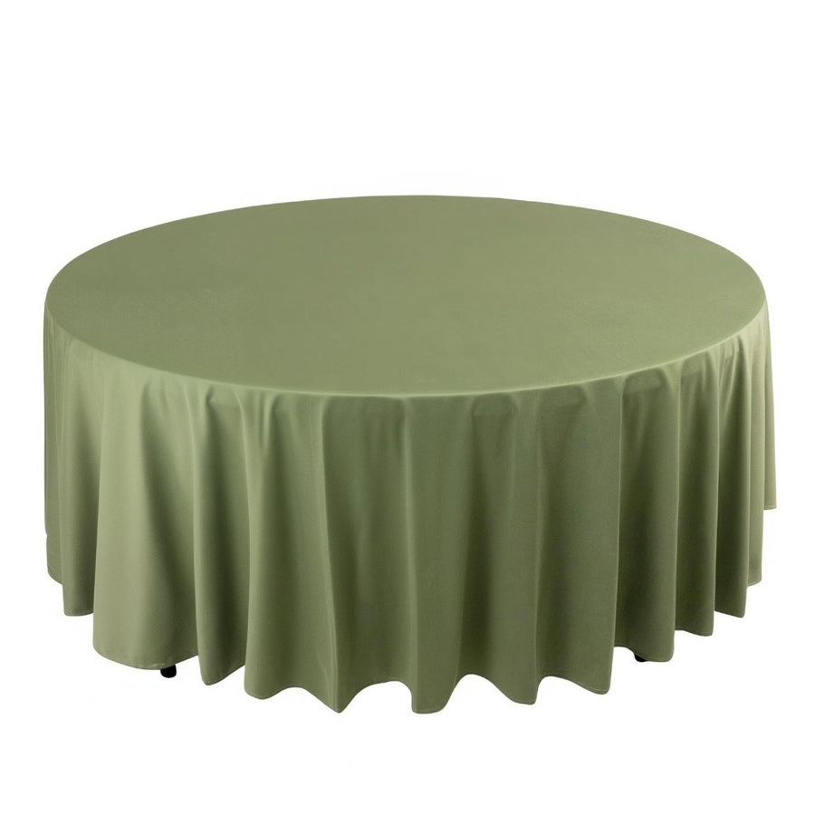 108" Dusty Sage Green Premium Scuba Round Tablecloth, Wrinkle Free Polyester Tablecloth