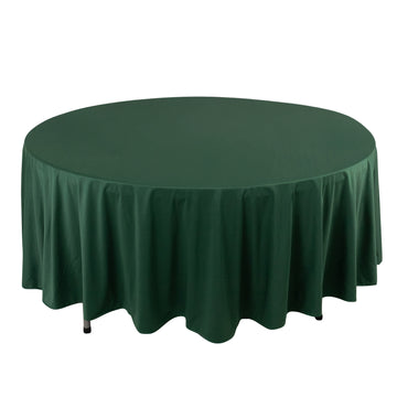 108" Hunter Emerald Green Premium Scuba Round Tablecloth, Wrinkle Free Seamless Polyester Tablecloth