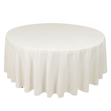 108" Ivory Premium Scuba Wrinkle Free Round Tablecloth, Seamless Scuba Polyester Tablecloth