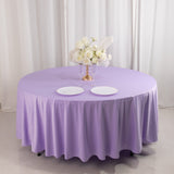 108inch Lavender Lilac Premium Scuba Round Tablecloth, Wrinkle Free Seamless Polyester Tablecloth