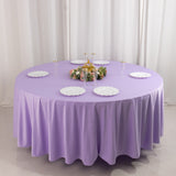 108inch Lavender Lilac Premium Scuba Round Tablecloth, Wrinkle Free Seamless Polyester Tablecloth