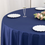 Navy Blue Premium Scuba Wrinkle Free Round Tablecloth, Seamless Scuba Polyester Tablecloth