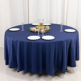 Navy Blue Premium Scuba Wrinkle Free Round Tablecloth, Seamless Scuba Polyester Tablecloth