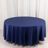 108" Navy Blue Premium Scuba Round Tablecloth, Wrinkle Free Polyester Tablecloth