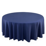 108" Navy Blue Premium Scuba Round Tablecloth, Wrinkle Free Polyester Tablecloth