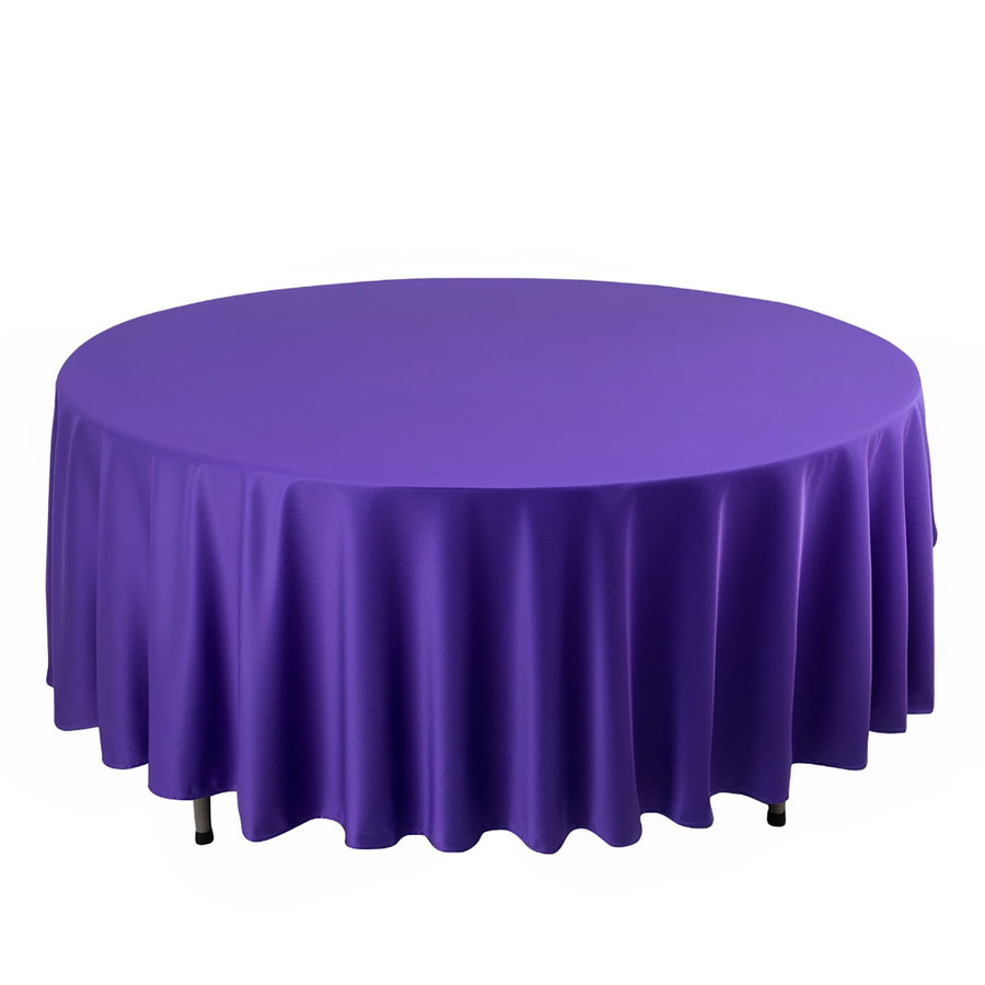 108" Purple Premium Scuba Round Tablecloth, Wrinkle Free Polyester Tablecloth