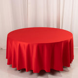 108" Red Premium Scuba Round Tablecloth, Wrinkle Free Polyester Tablecloth