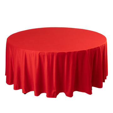 108" Red Premium Scuba Round Tablecloth, Wrinkle Free Seamless Polyester Tablecloth