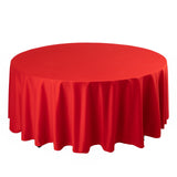 108" Red Premium Scuba Round Tablecloth, Wrinkle Free Polyester Tablecloth