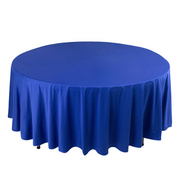 108" Royal Blue Premium Scuba Round Tablecloth, Wrinkle Free Seamless Polyester Tablecloth