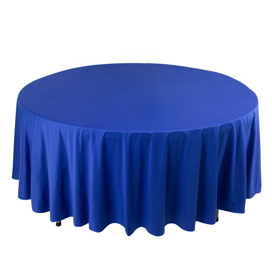 Royal Blue Premium Scuba Wrinkle Free Round Tablecloth, Seamless Scuba Polyester Tablecloth