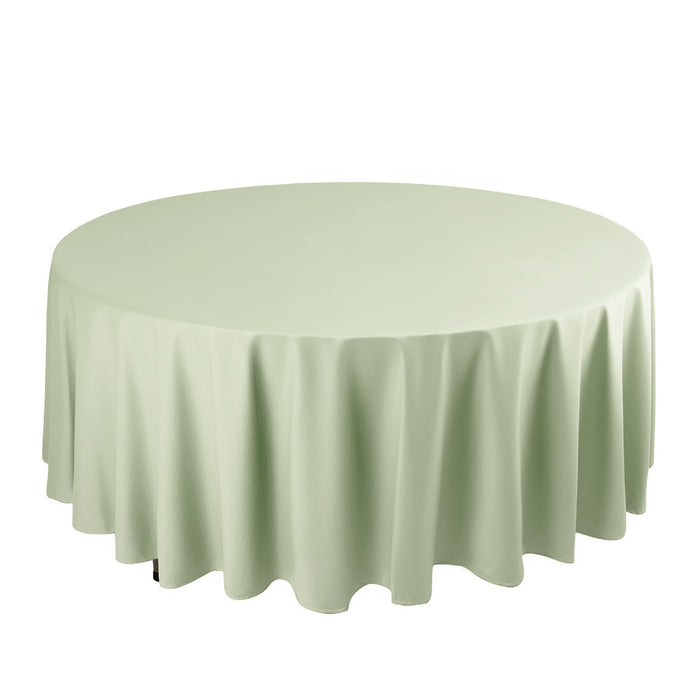 108\" Sage Green Premium Scuba Round Tablecloth, Wrinkle Free Polyester Tablecloth