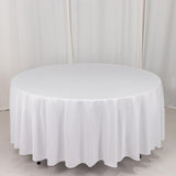 108" White Premium Scuba Round Tablecloth, Wrinkle Free Polyester Tablecloth