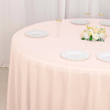 120inch Blush Premium Scuba Wrinkle Free Round Tablecloth, Seamless Scuba Polyester Tablecloth