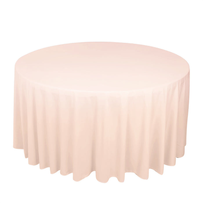 120inch Blush Premium Scuba Wrinkle Free Round Tablecloth, Seamless Scuba Polyester Tablecloth