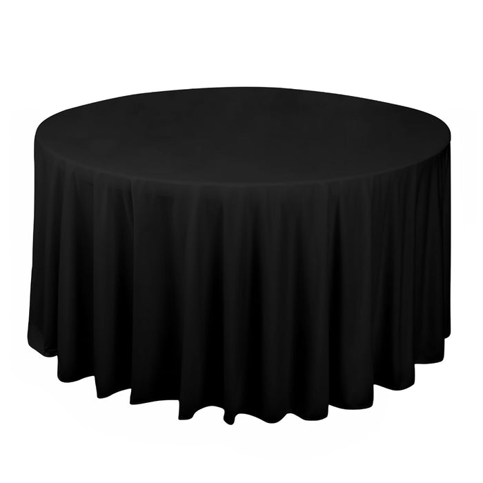 Round black tablecloth with flowing fabric edges