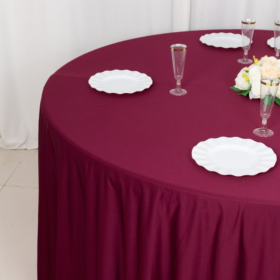 120inch Burgundy Premium Scuba Round Tablecloth, Seamless Scuba Polyester Tablecloth