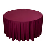 120inch Burgundy Premium Scuba Round Tablecloth, Seamless Scuba Polyester Tablecloth