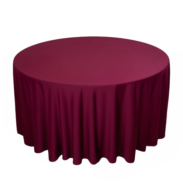 120inch Burgundy Premium Scuba Round Tablecloth, Seamless Scuba Polyester Tablecloth
